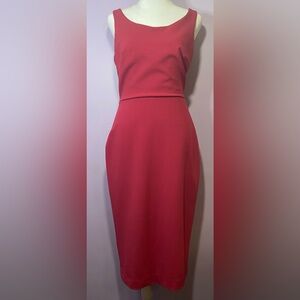 Betsy Johnson scoop neck fitted sheath midi dress 2 Barbie Pink💕